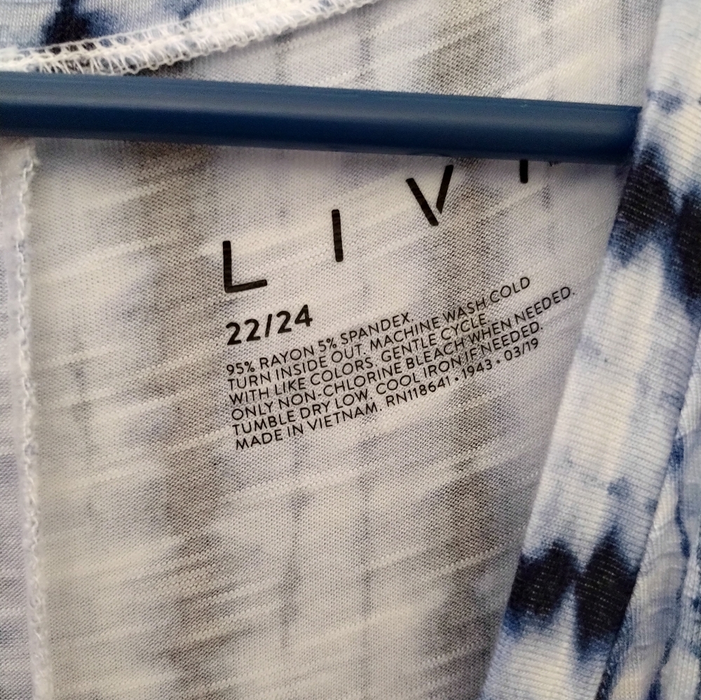 Lane Bryant LIVI Blue White Tie Dye Stripe Sleeveless Maxi Dress 22 NWOT - Picture 5 of 6
